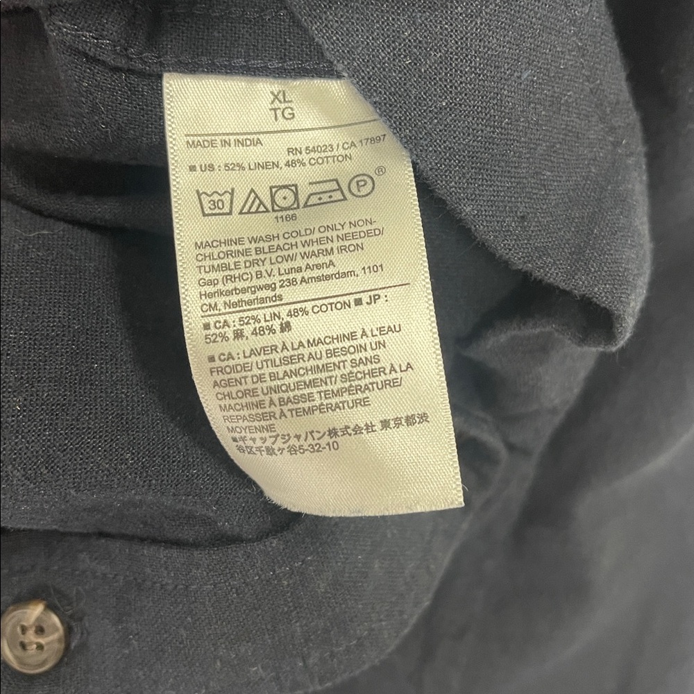 Banana Republic Untucked Fit Linen Long Sleeve Button Shirt Navy Blue Sz XL - Picture 3 of 6